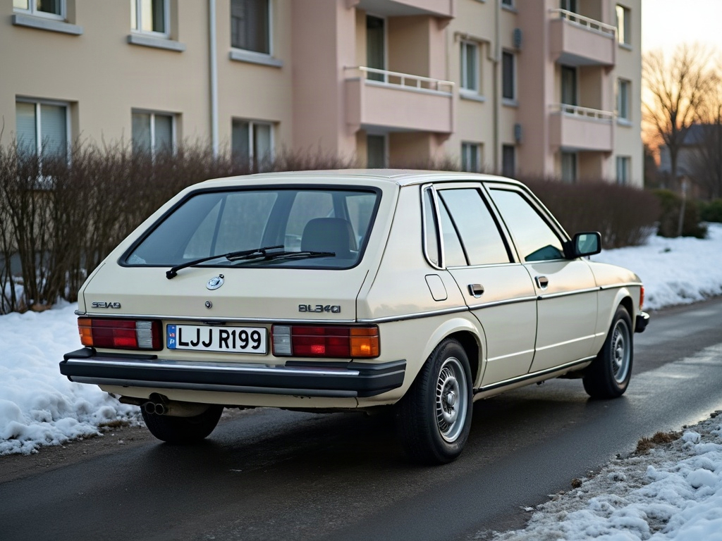 A photorealistic ivory five-door hatchback — AI car build by @ljjr1998