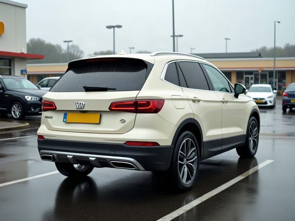 A photorealistic cream mid-size SUV — AI car build by @martinastoesselkosa