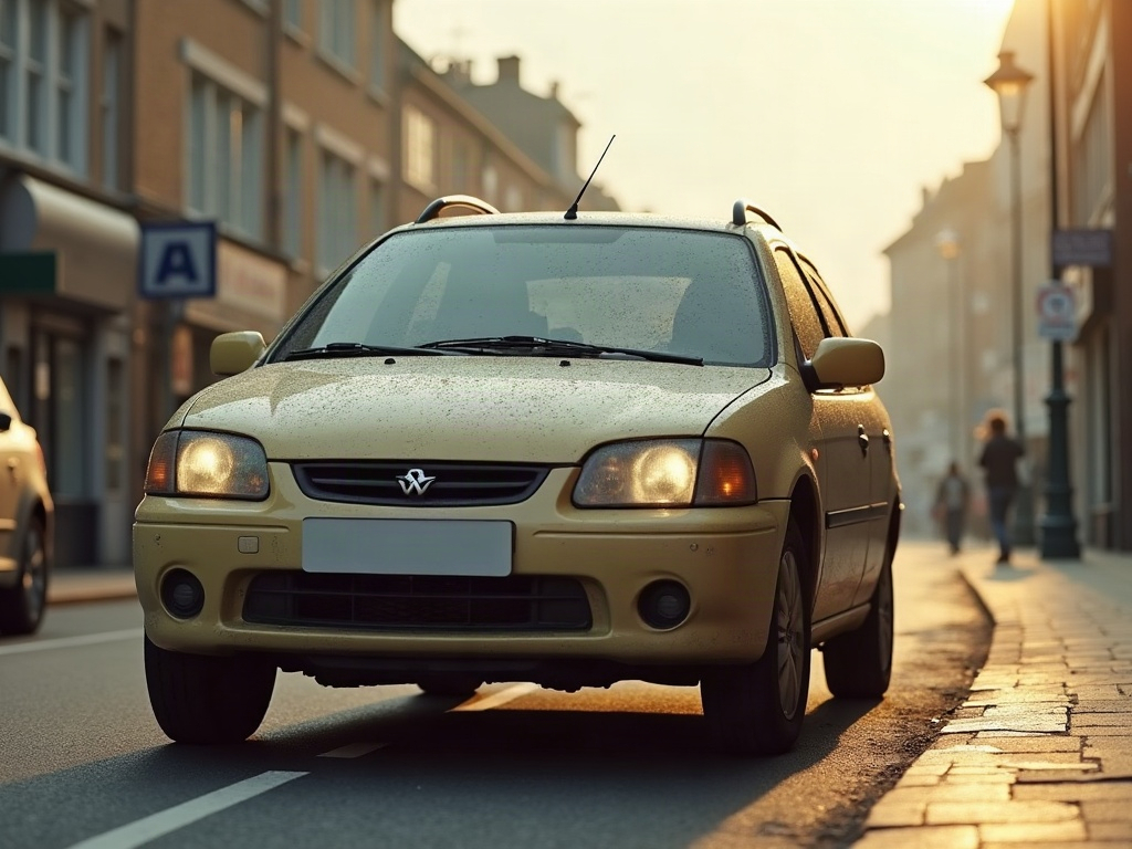 A photorealistic sand family hatchback — AI car build by @bold