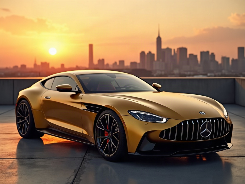 A photorealistic satin-gold grand tourer with a long hood and multi-sp — AI car build by @jeanphilipperambourg