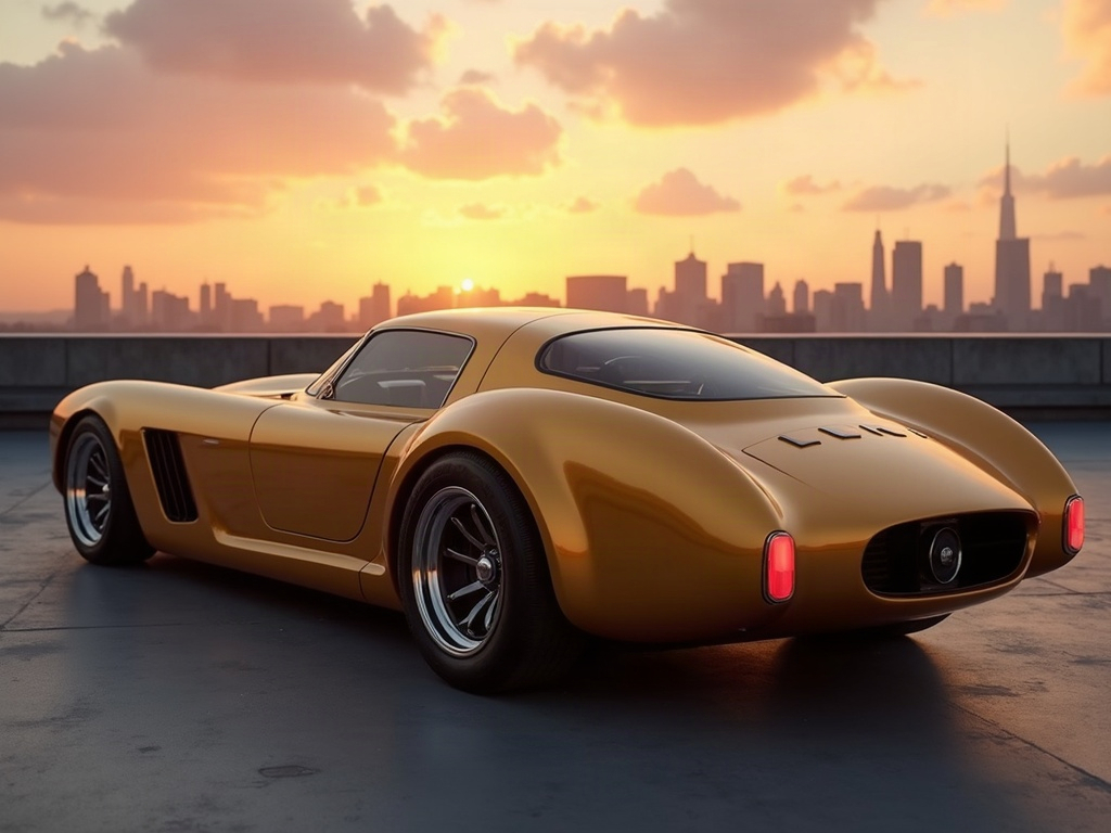 A photorealistic satin-gold grand tourer with a long hood and multi-sp — AI car build by @jeanphilipperambourg