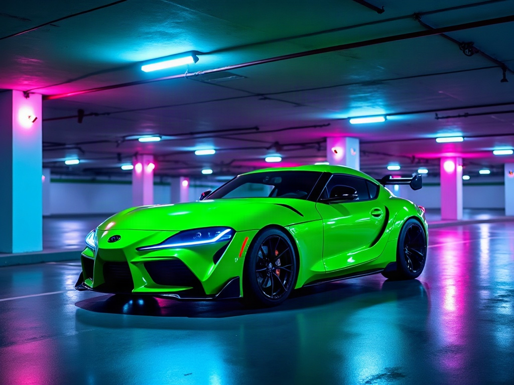 A photorealistic lime green luxury sports coupe with two-tone forged w — AI car build by @jeanphilipperambourg