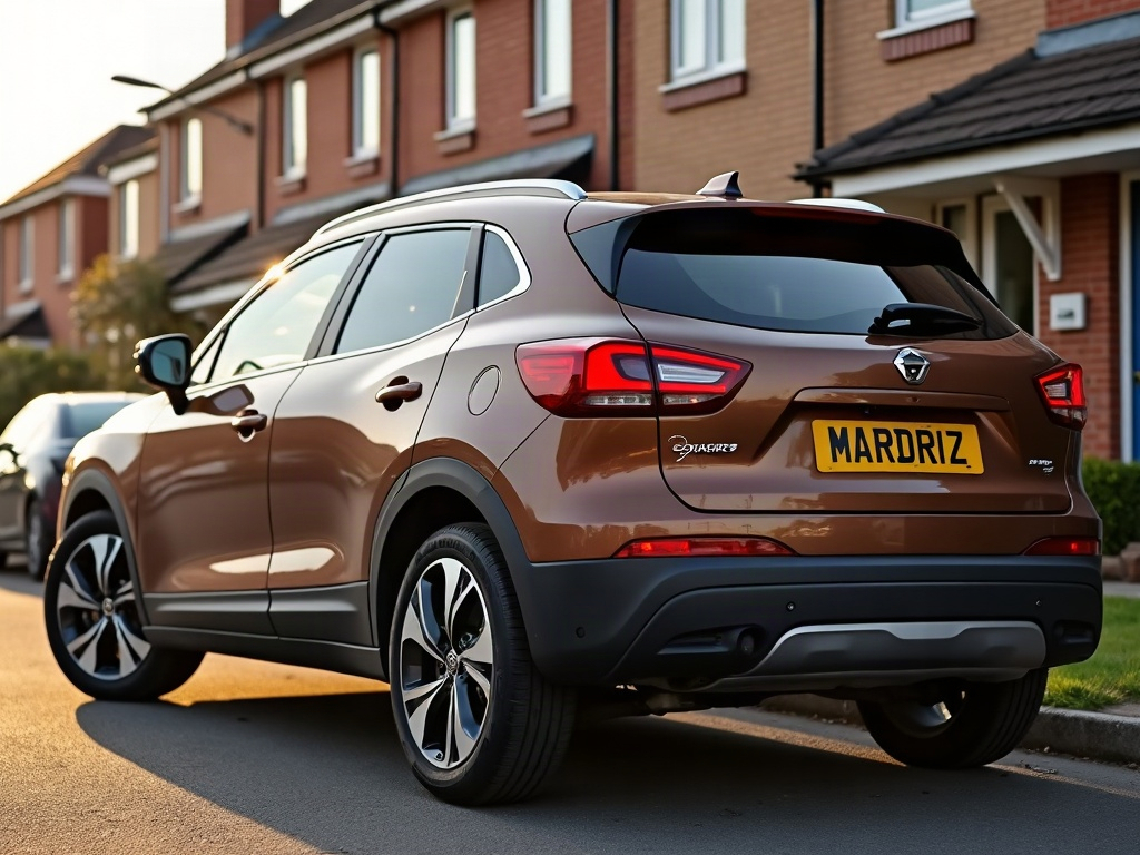 A photorealistic brown mid-size crossover — AI car build by @mardrizzini