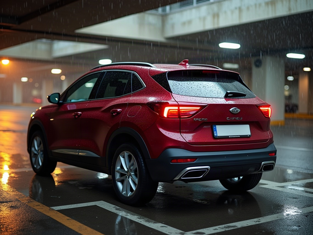 A photorealistic burgundy compact crossover — AI car build by @bellazzidanilo