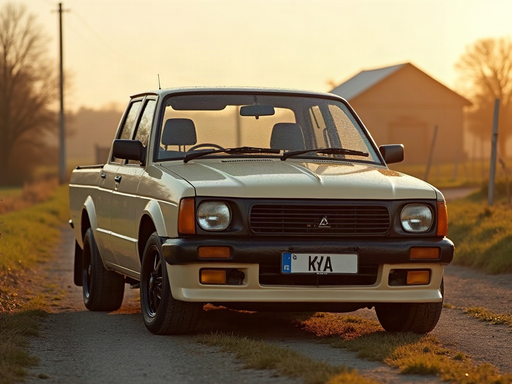 A photorealistic beige double-cab pickup truck — AI car build by @espinosafausto