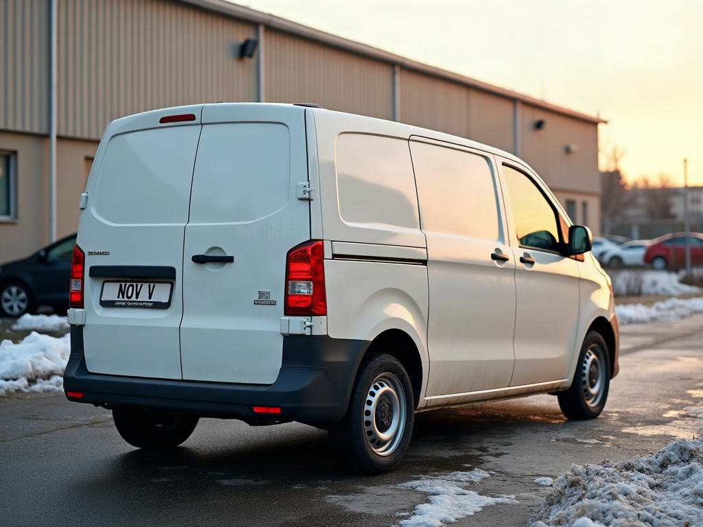 A photorealistic pearl white small delivery van — AI car build by @espinosafausto