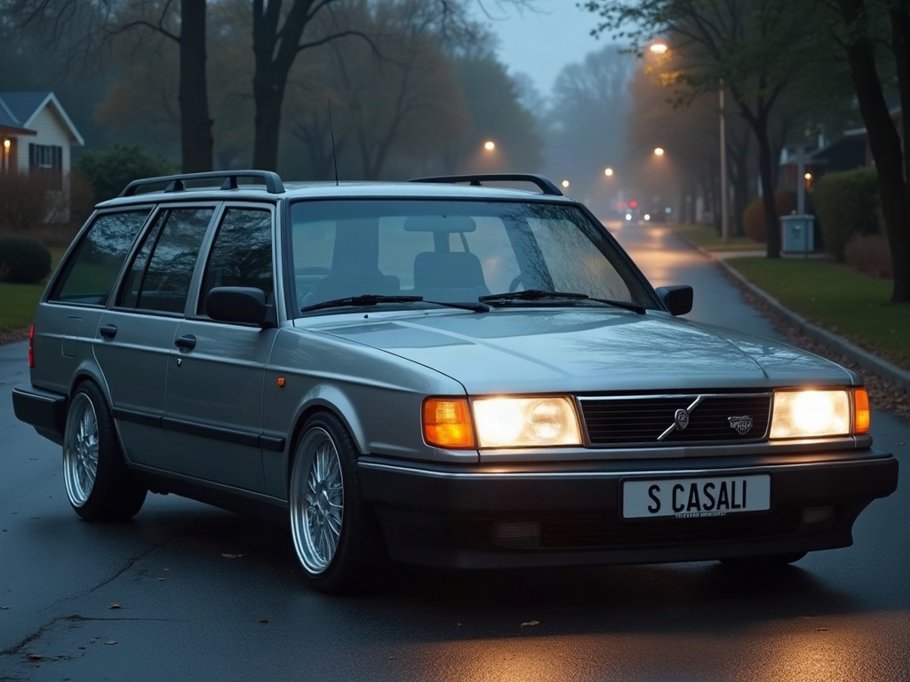 A photorealistic silver estate station wagon — AI car build by @scasalini12
