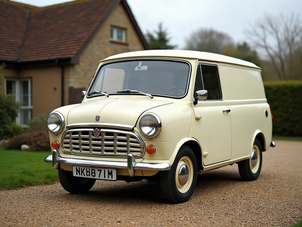 A photorealistic cream small delivery van — AI car build by @goodluckyboy68