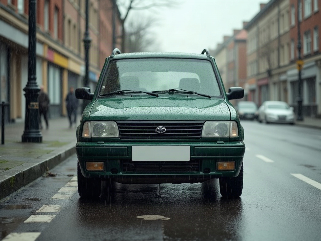 A photorealistic forest green small family SUV — AI car build by @ellis